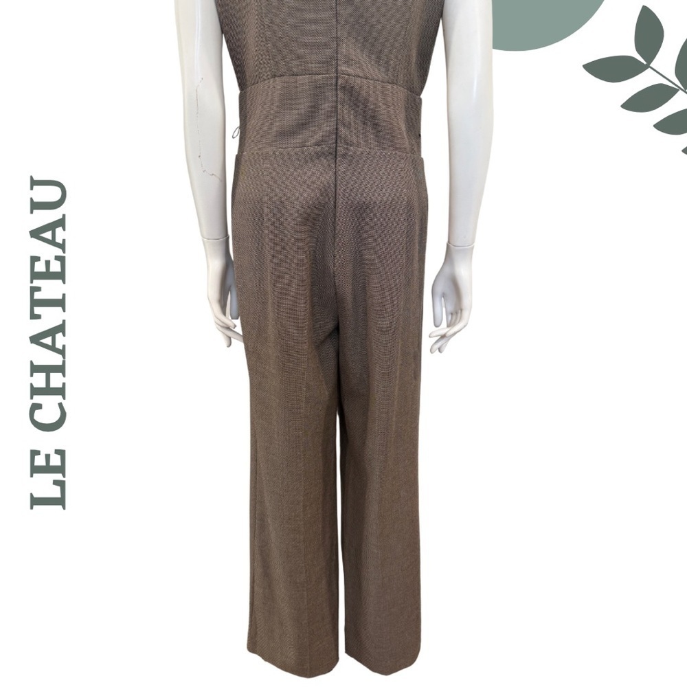 Le Chateau Sleeveless Jumpsuit Wide Leg Taupe Brown Small - Picture 5 of 10